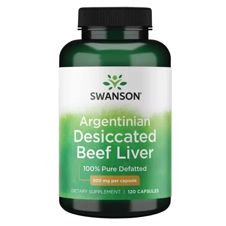 Swanson 100% Pure Defatted Desiccated Beef Liver 500 mg 120 Capsules