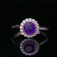 thumbnail image 3 of Edwardian Style Amethyst Halo Engagement Ring 925 Silver Art Deco Amethyst Floral Wedding Ring Miligrain Set Round Amethyst Anniversary Ring, 3 of 5
