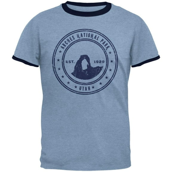 Arches National Park Vintage Heather Blue Men's Ringer T-Shirt - Medium