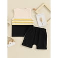 thumbnail image 4 of Bagilaanoe 2pcs Toddler Baby Boy Shorts Set Contrast Colors Sleeveless Tank Tops + Shorts 6M 12M 18M 24M 3T Kids Casual Summer Clothes, 4 of 7