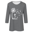thumbnail image 4 of Plebaso Chemises à Manches 3/4 pour Femmes, Col Rond Décontracté, Hauts Imprimés, Coupe Ample, Blouses Printemps Été 2025 pour Femmes, 4 of 4