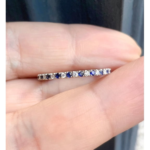 Gaspara Round Cut Sapphire Eternity Band Anniversary Gift For Her 925 Sterling Silver