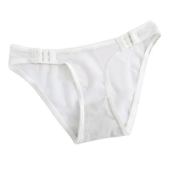 High Waist Hip Lift Panties Womens Underwear with Side Hook Closure, Low Waist Mesh Sheer Bikini Briefs Panties White XL