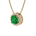 thumbnail image 2 of Clara Pucci 14K Yellow Solid Hypoallergenic Gold 1.16Ct Emerald Round Brilliant Cut Halo Designer Necklace Pendant For May, 2 of 7