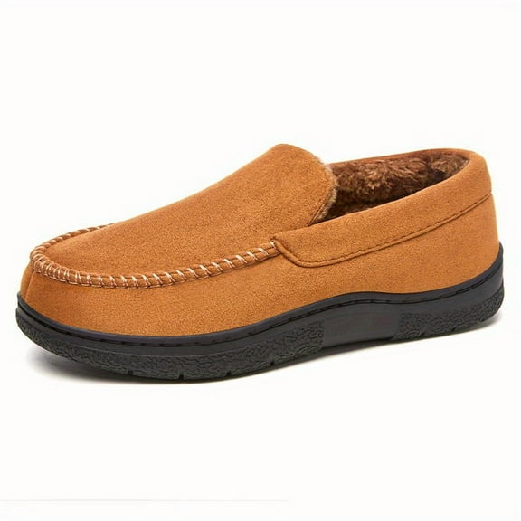Men'S Winter Slip-On Loafers - Warm Fleece Lined, Non-Slip, Comfortable Casual Shoes with Round Toe & Ankle Support for Home and Outdoor Wear, Winter Footwear | Casual Style | Durable PVC Sole