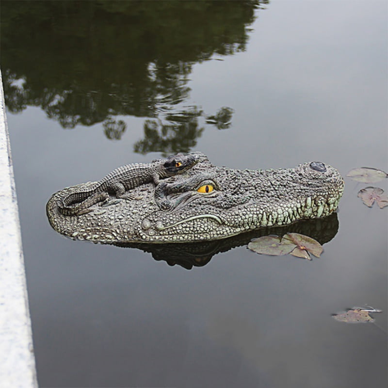Details about   Floating Crocodile Head Animal Figurines Water Decoy Garden Pond Decoration 