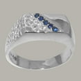 thumbnail image 2 of LBG British Made 10k White Gold Natural Sapphire Mens Promise Ring - 33 size options - Size 6.5, 2 of 6