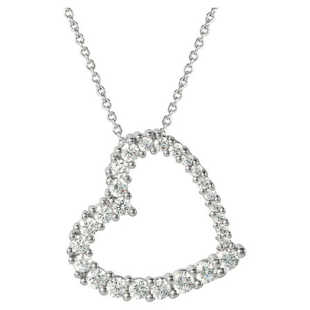 Believe by Brilliance Fine, Women's Silver Plated Cubic Zirconia Open Heart Pendant Necklace, 18"