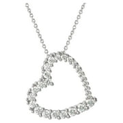 Believe by Brilliance Fine Siver Plated Cubic Zirconia Open Heart Pendant Necklace, 18"