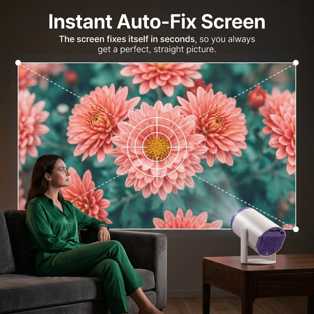 Support Projecteur Caché Rotation 360° - Hauteur Réglable 24-40 Cm, Portable Mural Blanc Pour Canapé Bureau