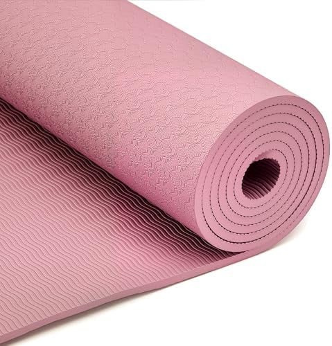 1/4 Inch Thick TPE Exercise Yoga Mat with Carrying Strap