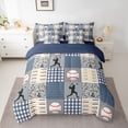 thumbnail image 2 of jejeloiu Baseball Sport Game 7pcs Bedding Comforter Set,Beige Blue Plaid Grid Queen Bedding Sets For Teens Reversible, 2 of 8