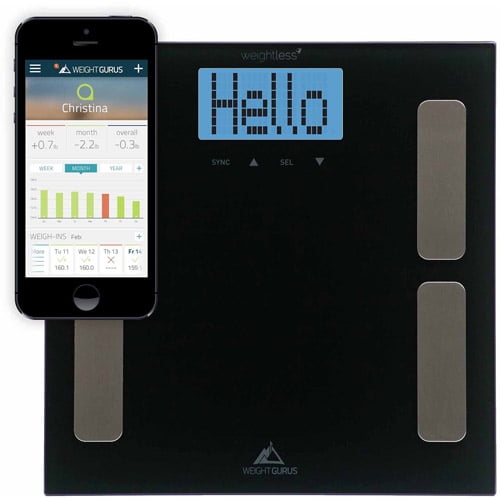 weight gurus smartphone connected digital body fat scale, large