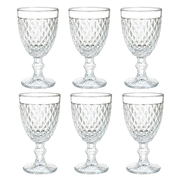 Juego de 6 Copas de Cristal Labrado Vintage 320 ml Copas de Vino Agua Valeria