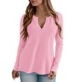 thumbnail image 2 of Remera PRETTYGARDEN de Manga Larga con Cuello en V y Tejido Waffle Rosa Talle M, 2 of 5