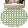 thumbnail image 2 of 8ft Round Rug, Ombre Green Plaid, Non-Skid Rubber Backing Large Area Rugs - Living Room Bedroom Home Office, Minimalistic Geometric Farmhouse Grid Indoor Floor Mat Carpets Washable Rug, 2 of 9