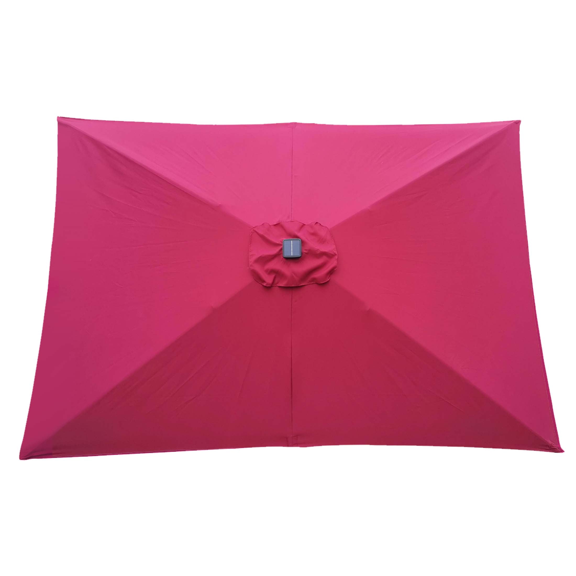 Aukfa 10 x 6.5ft Rectangular Patio Solar LED Lighted Outdoor Umbrellas for Market Beach Pool - Rose