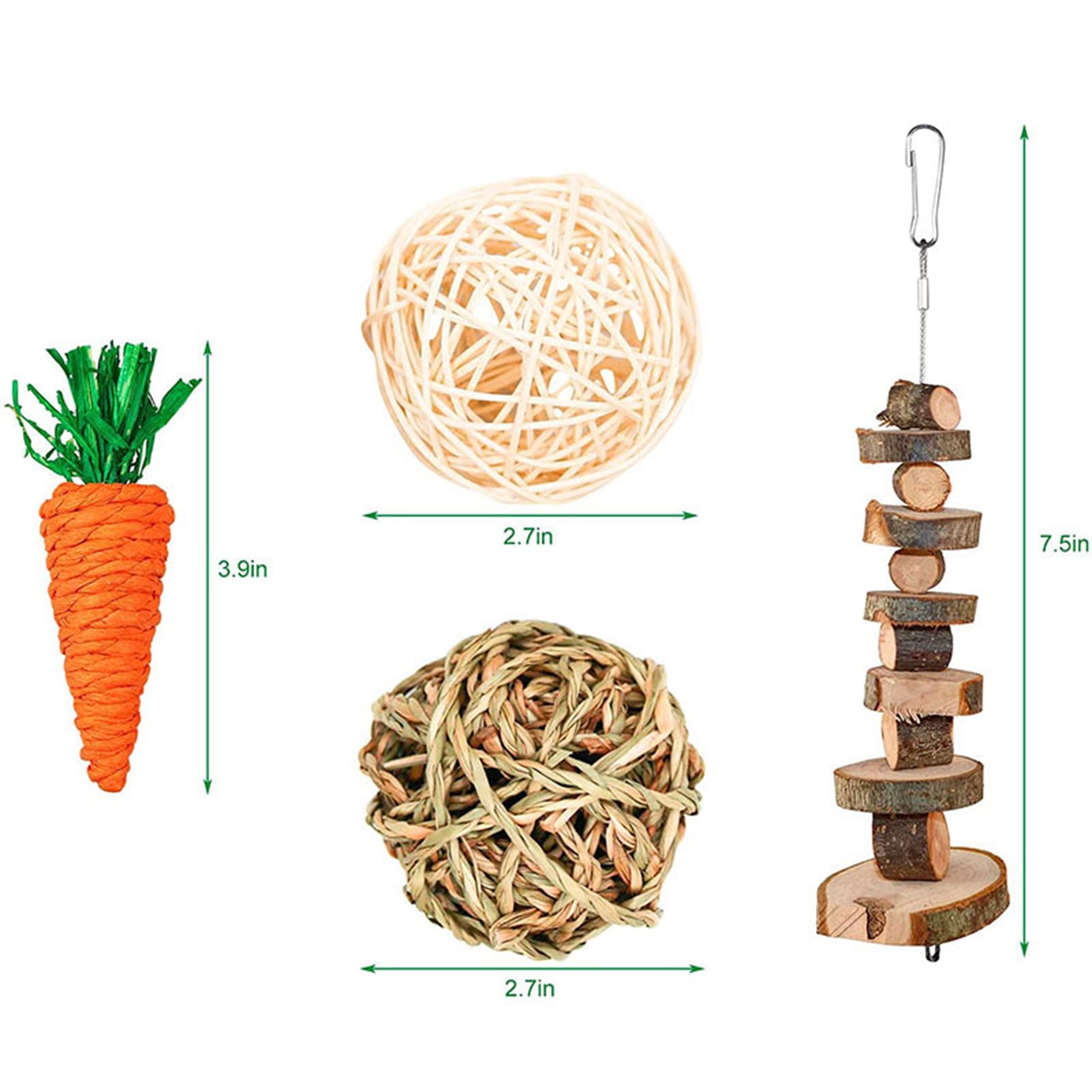 DOPI 8Pcs/Set Molar Toy Long Lifespan Relieve Anxiety Wood Hamster Molar Tooth Cleaning Toy Kit for Chinchillas