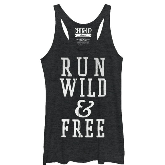 Women's CHIN UP Run Wild and Free  Racerback Tank Top Black Heather X Large