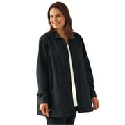 Woman Within Women's Plus Size Pleat-back Denim Jacket Color: Black Size: 2X