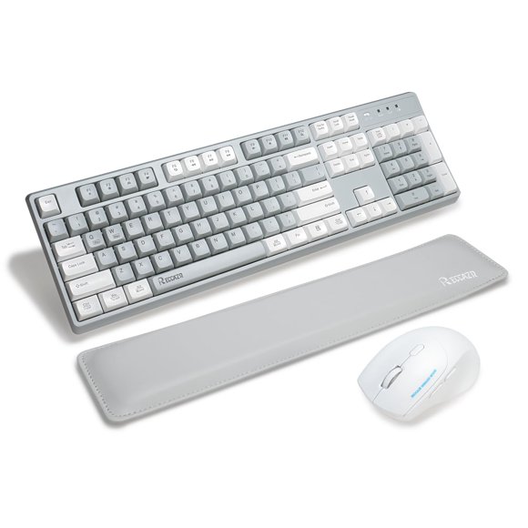 RECCAZR Wireless Keyboard and Mouse Combo with Wrist Rest, 2.4G Full-Sized Keyboard and Mouse Cordless, 3 DPI Adjustable Silent Mouse, Dual-System Keyboard for Computer/Laptop/Windows/Mac