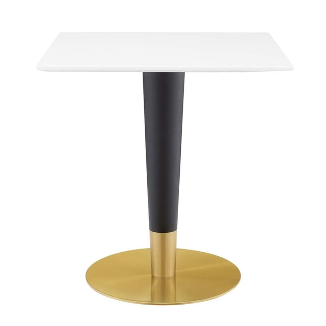 Modway Zinque Table à Manger Moderne Carrée en Bois/métal de 27,5 Po, Blanc et Or