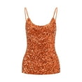 thumbnail image 2 of Xunmmm Women's Sequin Tops Halter Tank Tops Sleeveless Glitter Camisole Vest Adjustable Straps Daily Night Club Party Performance Clothes Orange, 2 of 4