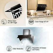 FOTILE inclined Vent Series 30 850 CFM Under Cabinet or Wall Mount Range Hood with 2 LED lights and Push Buttons in Onyx Black Tempered Glass