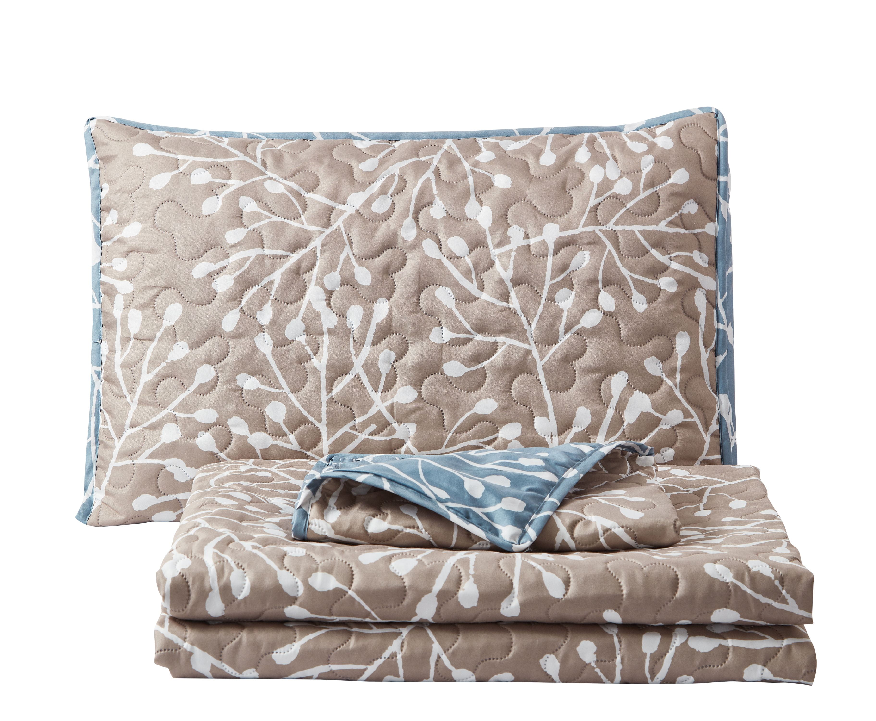 Harper Lane 100-Pieces Tan Blue Branches Quilt Bedding Sets, Twin