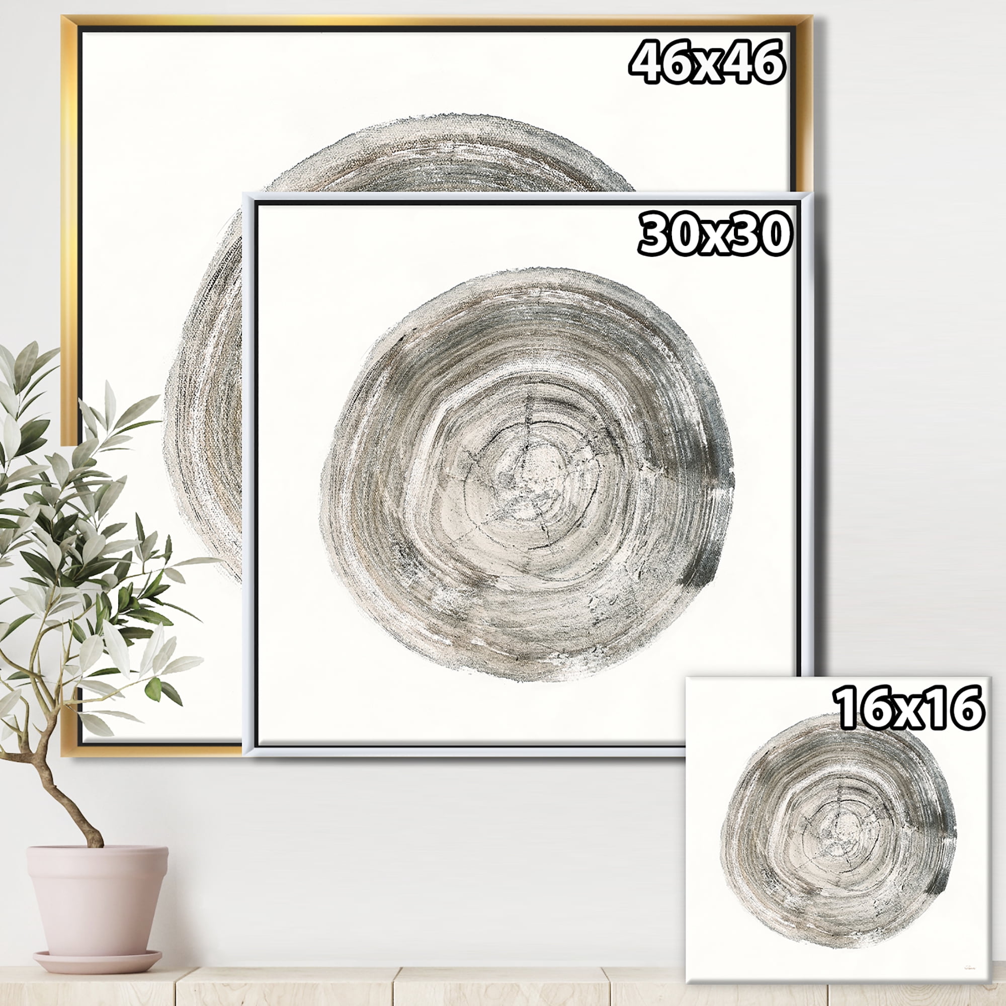 Designart ' Circle natural elements IV ' Farmhouse Framed Canvas