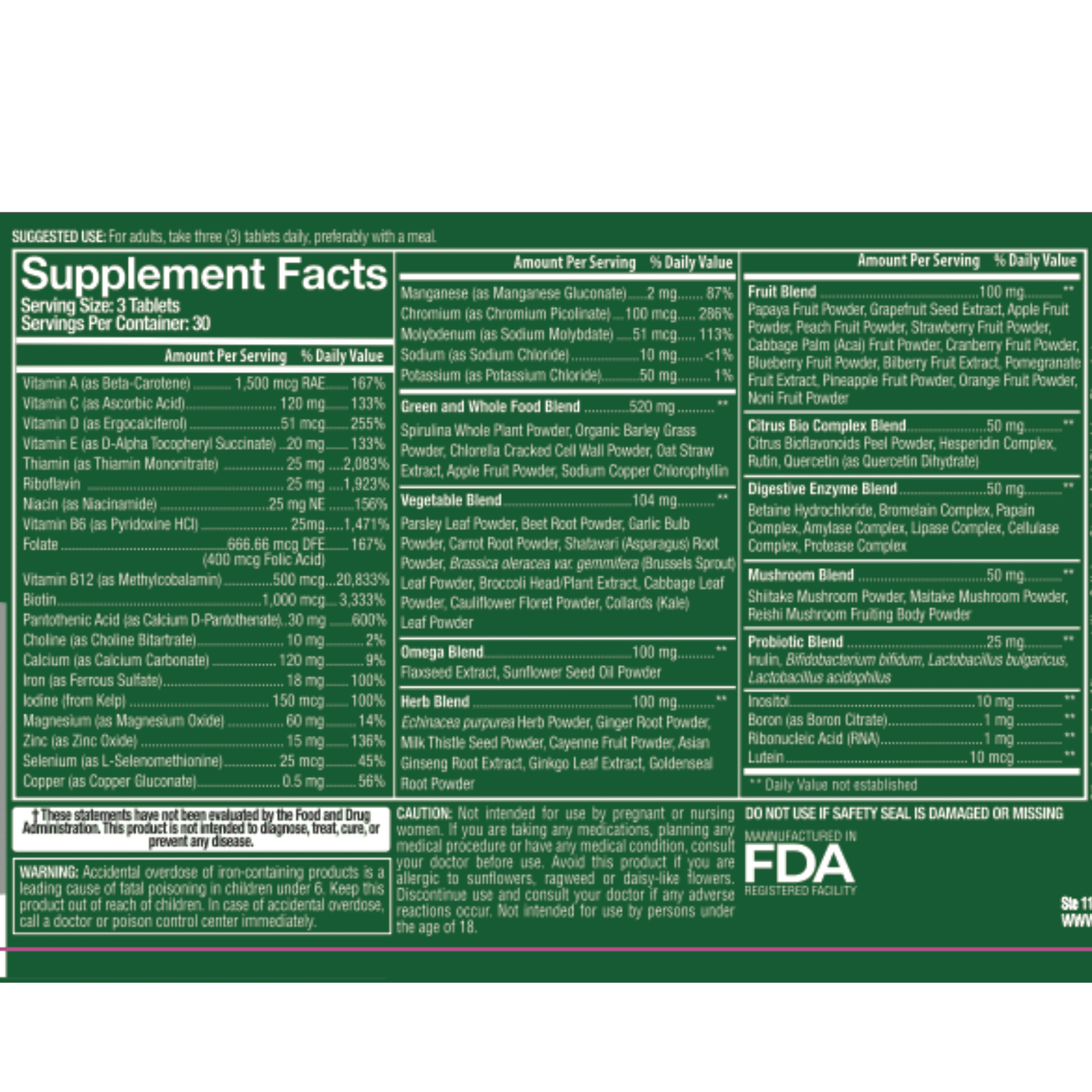 Whole Nature Multivitamin with Probiotics & Omega for Men & Women - Natural High Potency Vitamins