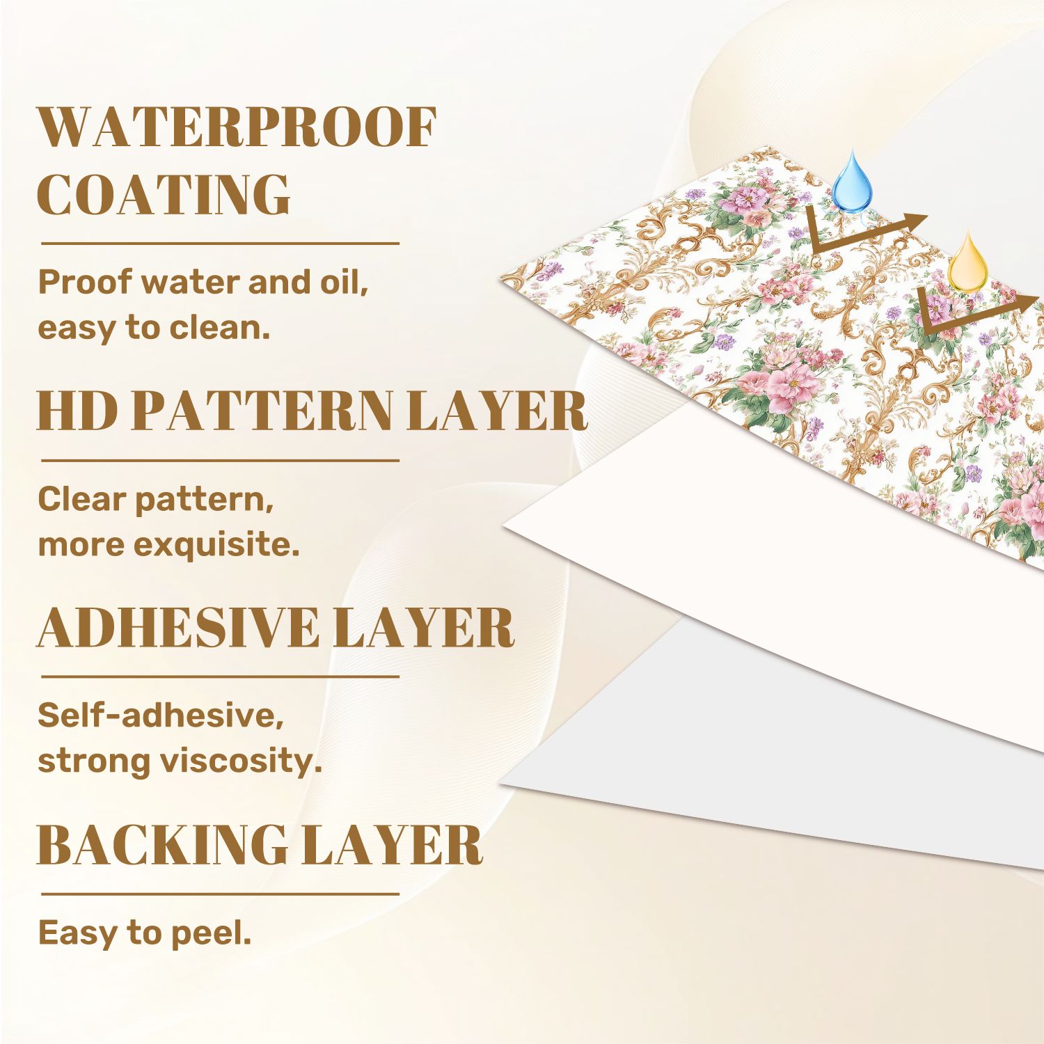 Peel and Stick Wallpaper Vintage Floral Damask Pink Purple Flowers Soft White Wall Mural 17.7in x 9.8ft Self Adhesive Removable Wall Paper Renter Friendly Wallpaper for Nursery Bedroom Cabinets