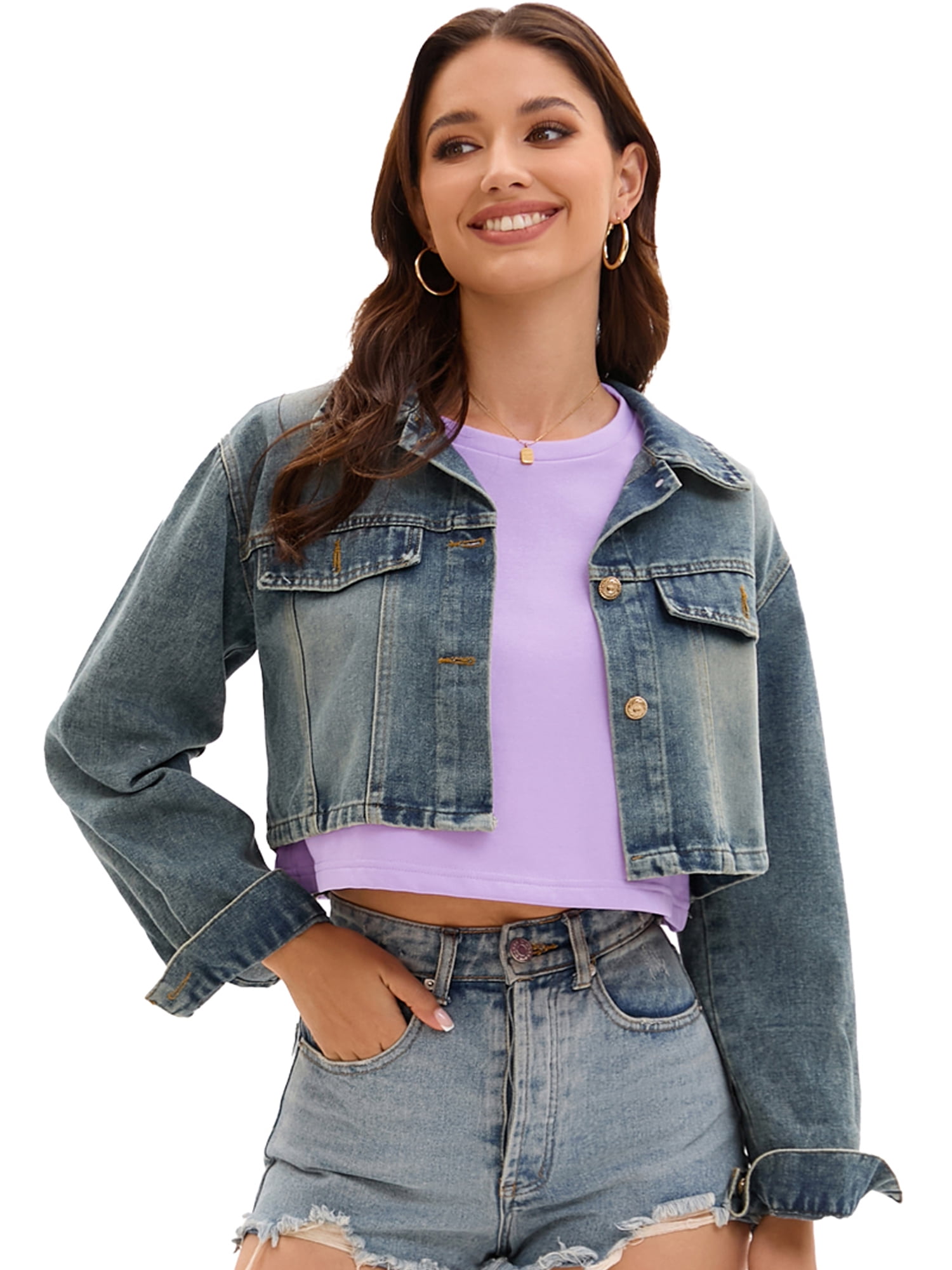 DARING DIVA Stylish Loose Fit Women's Top with Crew Neck Design L Lilac