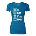 thumbnail image 2 of Eat Sleep Pray Repeat for Christians Faith | Womens Inspirational/Christian Slim Fit Junior Tee, Turquoise, X-Large, 2 of 3