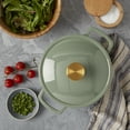 thumbnail image 3 of Smith & Clark 3-Quart Enameled Cast Iron Dutch Oven Fluted Round Pot with Lid, Sage, 3 of 10