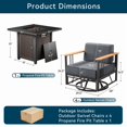 thumbnail image 7 of Unnifurnzi 5 Pieces Patio Set with Fire Pit Table-High Back Outdoor Swivel Rocking Chair Set of 4 Patio Furniture Set for Deck Porch Poolside Balcony-Black/Dark Gray, 7 of 7