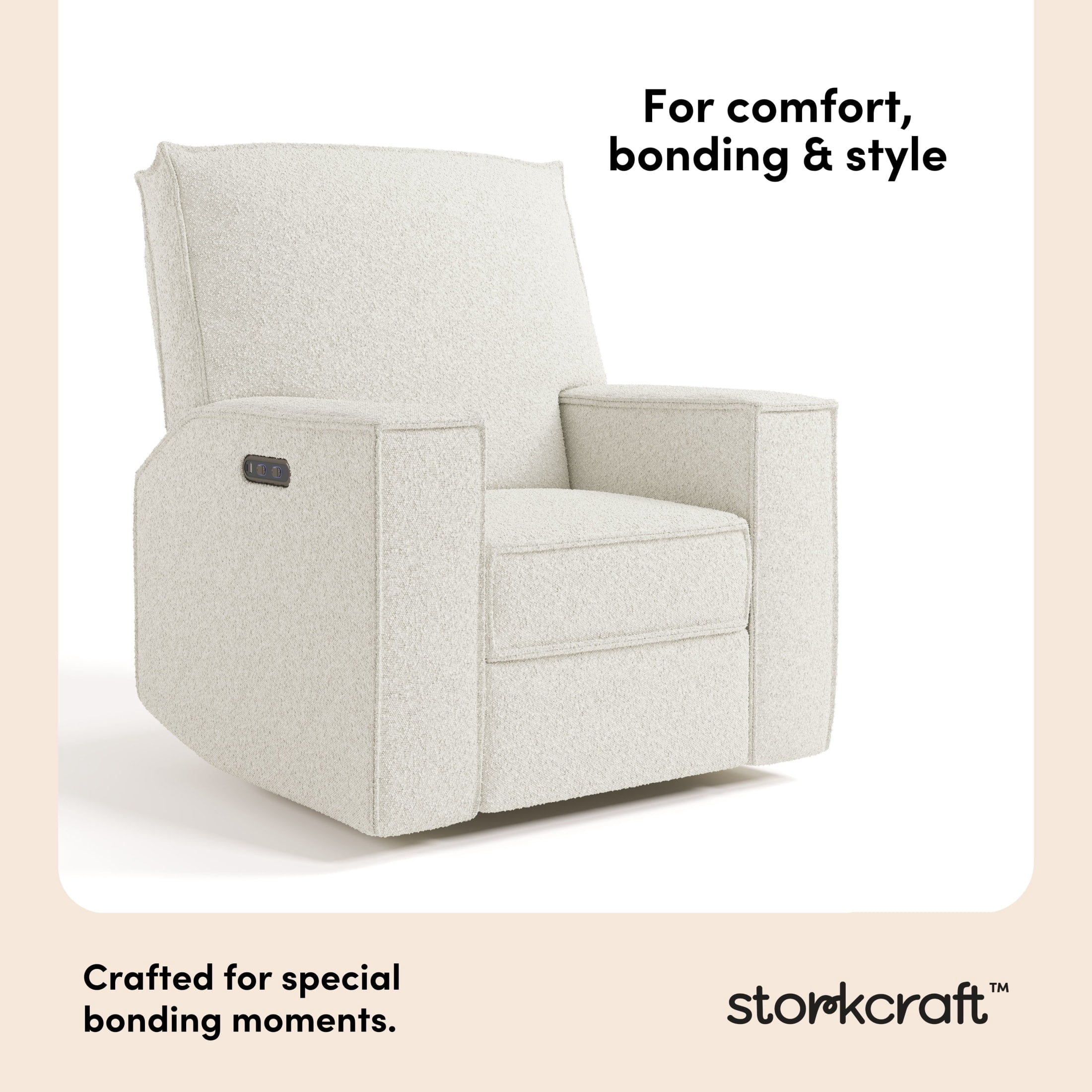 Storkcraft Texas Nursery Power Recliner Swivel Glider - Ivory Boucle
