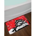 thumbnail image 2 of Japan Bath Mat, Cherry Blossom Tree and Traditional Roofed House with Hill, Plush Bathroom Decor Mat with Non Slip Backing, 29.5" X 17.5", Vermilion Charcoal Grey, by Ambesonne, 2 of 2