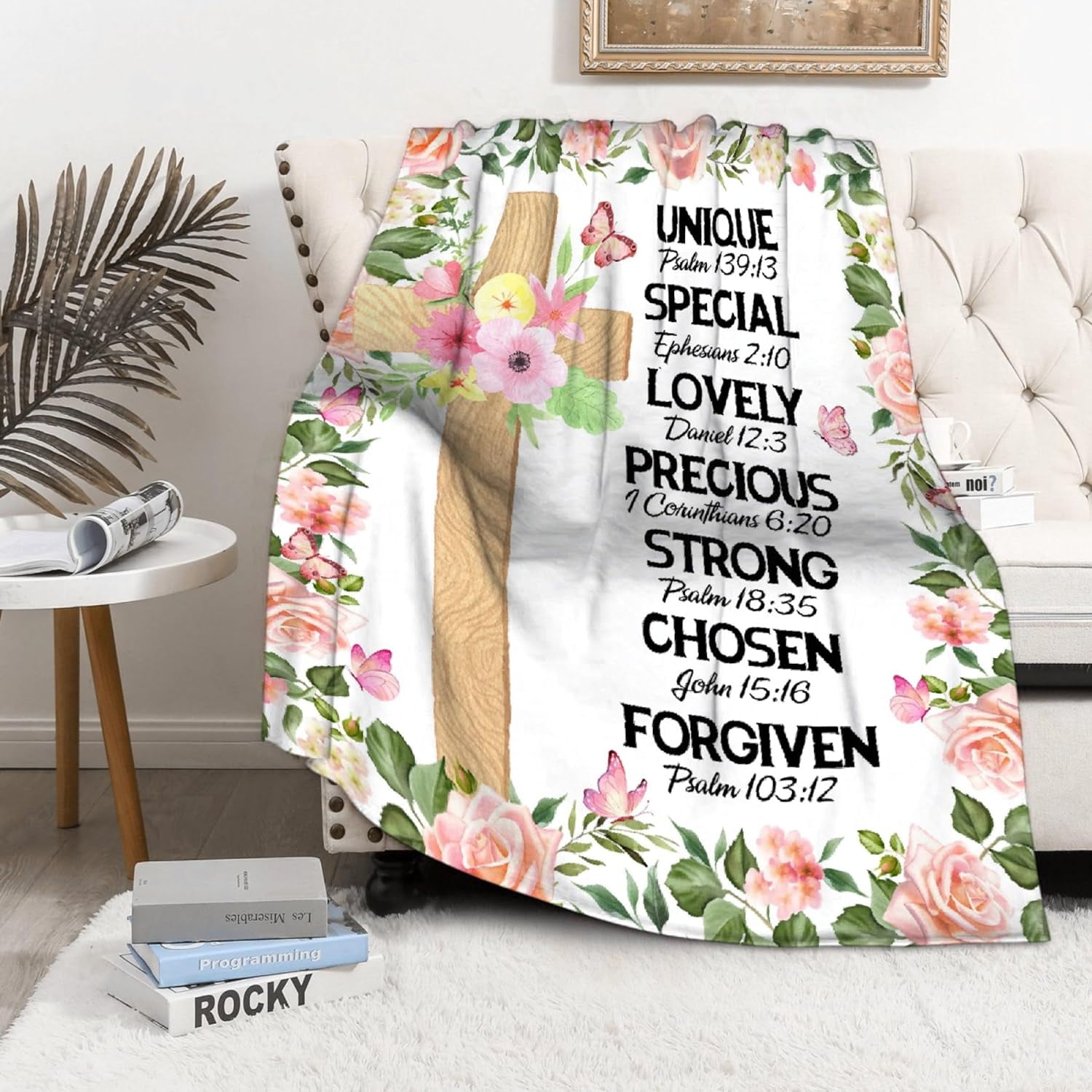 Christian Blanket with Inspirational Thoughts and Prayers Religious - God Gifts for Women/Mom/Mother''s Day/Birthday - Ultra Soft Warm Healing Throw Blanket Home Decor - 30"x40" Scripture Gifts