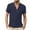 Navy, variant on WREESH Men's Summer Casual Henley Shirt Solid Short Sleeve Shirt Fashion Linen T-Shirt Retro Stand-Up Black