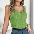 thumbnail image 5 of Lovskoo 2024 Women's Causal Solid V Neck Tank Tops Summer Knit Sleeveless Shirts Hollow Out Camisole Tops Vacation Vest Tank Tops Green L, 5 of 6
