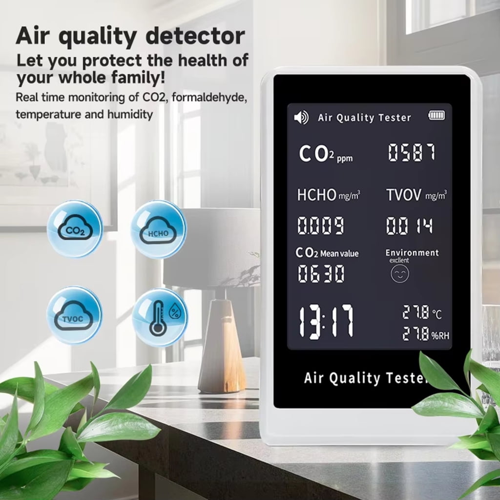 CEORPER Air Quality Monitors CO2 Meter Carbon Dioxide Detectors CO2 TVOC HCHO Temperature Humidity Measuring Device