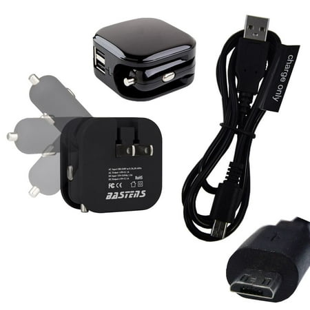 fast 2.1 Amp 11W dual wall outlet & car charger double USB power ports with 22 awg charge only cable pocket sized for travel designed for Plum Ram Gator Check Link Axe Velocity II
