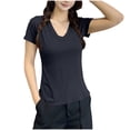 thumbnail image 6 of Thousandth Plus Size T-Shirt for Women Casual Modal Blouses Deep V-Neck Breathable Fitted Trendy Pullover Plain Short Sleeve Basic Slim Fit Tops, 6 of 7