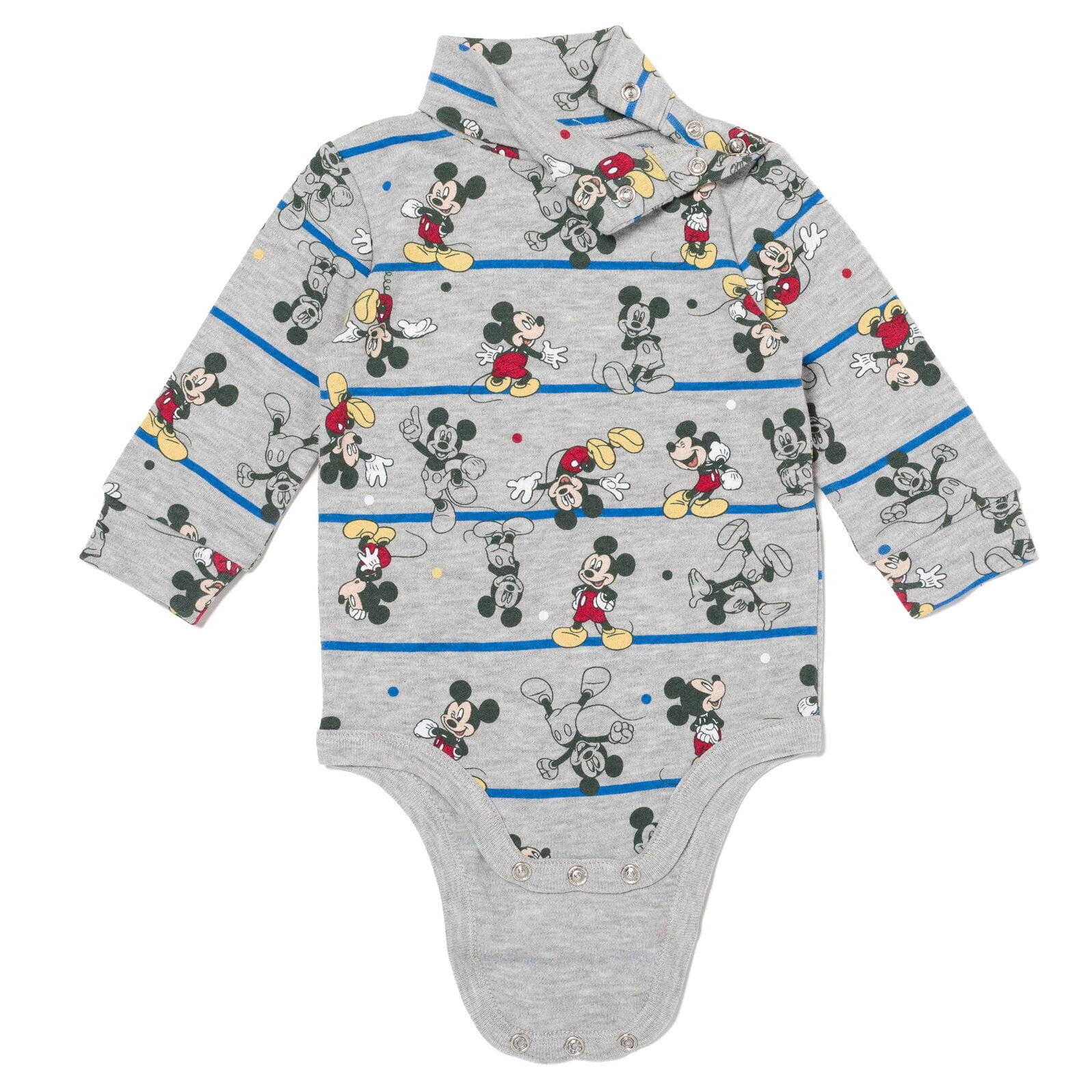 Disney Mickey Mouse Newborn Baby Boys 2 Pack Turtleneck Bodysuits Newborn to Infant