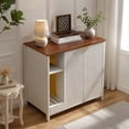 thumbnail image 6 of Large Wooden Cat Litter Enclosure, Suitable for Self-Cleaning Litter Boxes, Dog-Proof Adjustable Shelf, Power Socket & Wooden Cat House, White, 6 of 8