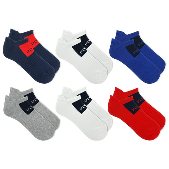 Polo Ralph Lauren Mens 6-Pack Low Cut Ankle Sock Assorted/Square Logo