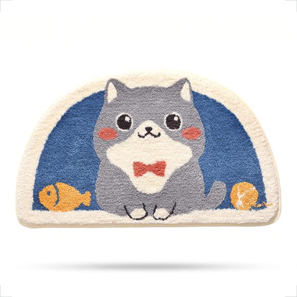 Tapis de Bain Moelleux aux Pattes Floues - Ultra Doux, Antidérapant, Tapis Shaggy Absorbant l'Eau pour Salle de Bain, Lavable en Machine, Parfait pour les Amoureux des Chats, 18 x 30