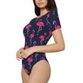 thumbnail image 2 of Naloa Cute Flamingo Women's Short-Sleeved Onesie, One-Piece Swimsuit for Parties, dates, clubs - Medium, 2 of 9