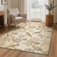 thumbnail image 3 of GENIMO 5'x7' Area Rug for Living Room, Machine Washable Non Slip Low Pile Rug for Bedroom Dining Room, Botanical Floral, Dusty Beige, 3 of 6